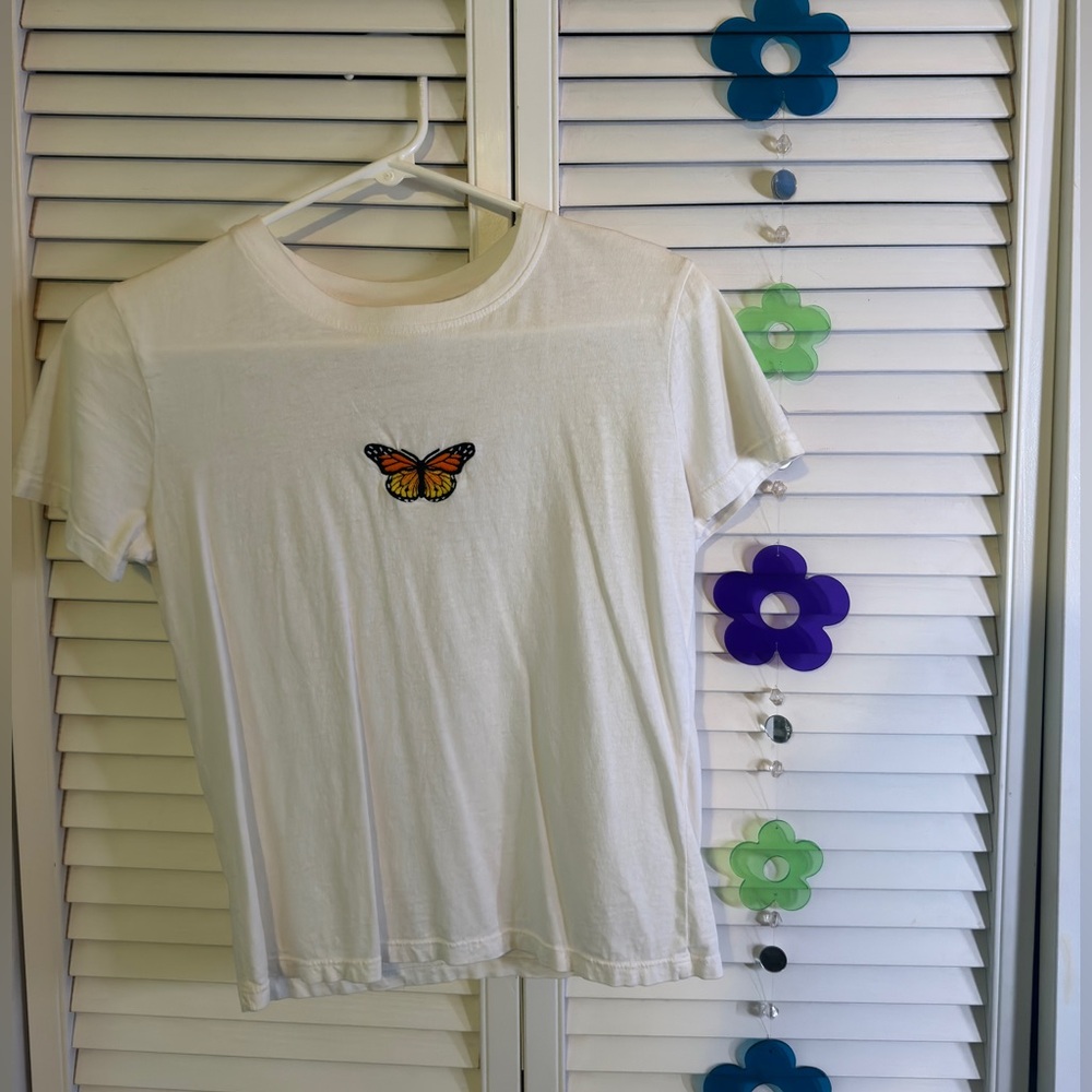 Pacsun John Galt White Monarch Butterfly Shirt